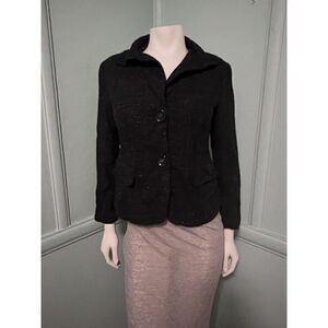 Lafayette 148 Womens 4 Black White Wool Alpaca Linen Tweedy Tailored Jacket